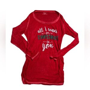 🎄 Motherhood Maternity Christmas Top XL Red “All I Want For Christmas Is You” 🎄